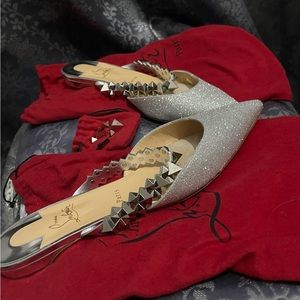 Christian Louboutin size 42 glitter silver flats